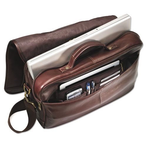 Leather Flapover Case, Fits Devices Up to 15.6", Leather, 16 x 6 x 13, Brown - Image 2