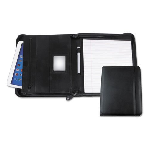 Leather Textured Zippered PadFolio with Tablet Pocket, 10 3/4 x 13 1/8, Black - Image 3