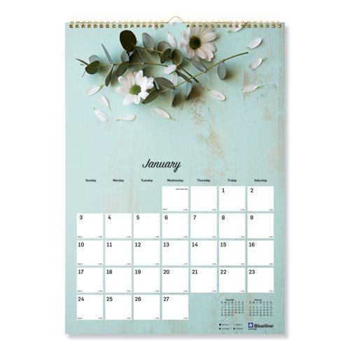 Romantic Wall Calendar, Romantic Floral Photography, 12 x 17, Multicolor/White Sheets, 12-Month (Jan to Dec): 2024