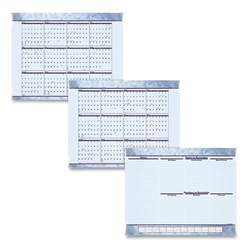 Slate Blue Desk Pad, 22 x 17, Blue Sheets, Clear Corners, 12-Month (Jan to Dec): 2024 - Image 4