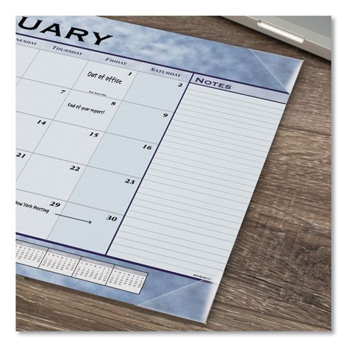 Slate Blue Desk Pad, 22 x 17, Blue Sheets, Clear Corners, 12-Month (Jan to Dec): 2024 - Image 3