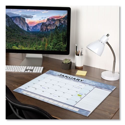 Slate Blue Desk Pad, 22 x 17, Blue Sheets, Clear Corners, 12-Month (Jan to Dec): 2024 - Image 2
