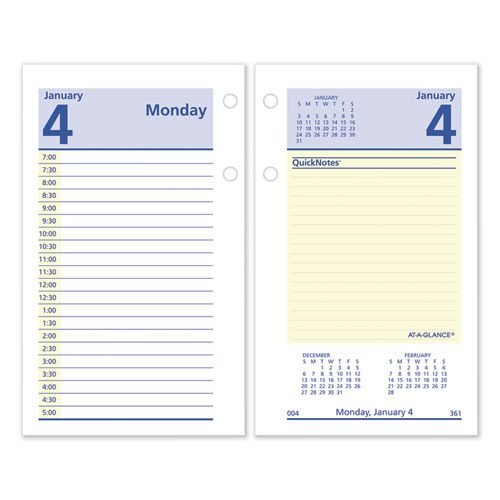 QuickNotes Desk Calendar Refill, 3.5 x 6, White/Yellow/Blue Sheets, 12-Month (Jan to Dec): 2024