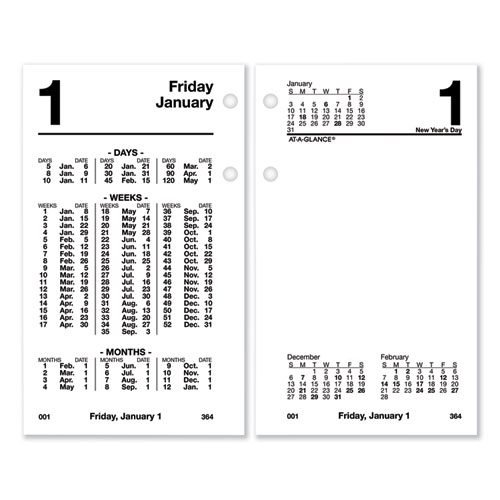 Financial Desk Calendar Refill, 3.5 x 6, White Sheets, 12-Month (Jan to Dec): 2024