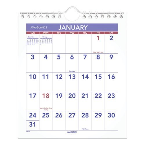 Mini Monthly Wall Calendar with Fold-Out Easel, 7 x 8, White Sheets, 12-Month (Jan to Dec): 2024