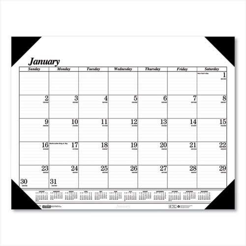 Recycled One-Color Refillable Monthly Desk Pad Calendar, 22 x 17, White Sheets, Black Binding/Corners,12-Month(Jan-Dec): 2024
