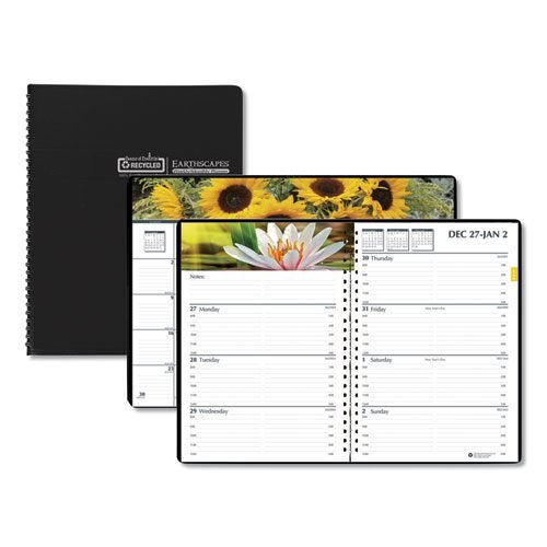 Earthscapes Recycled Weekly/Monthly Planner, Gardens of the World Photography, 10 x 7, Black Cover, 12-Month (Jan-Dec): 2024