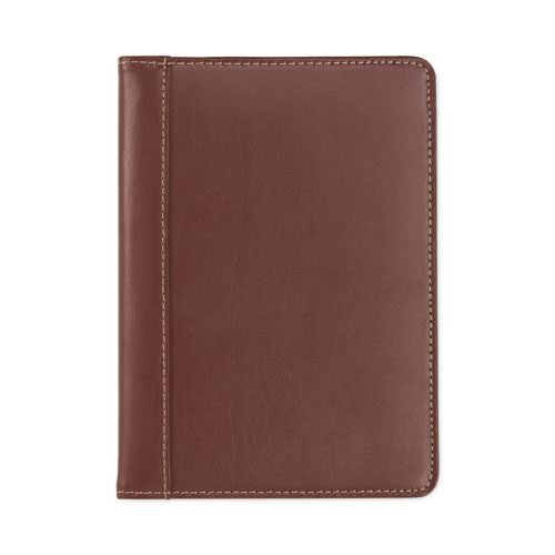 Contrast Stitch Leather Padfolio, 8 1/2 x 11, Leather, Black