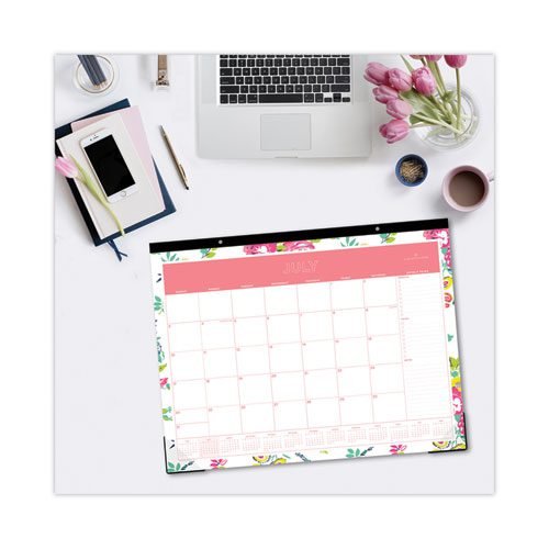 Day Designer Peyton Academic Desk Pad, Floral Artwork, 22 x 17, Black Binding, Clear Corners, 12-Month (July-June): 2023-2024 - Image 3