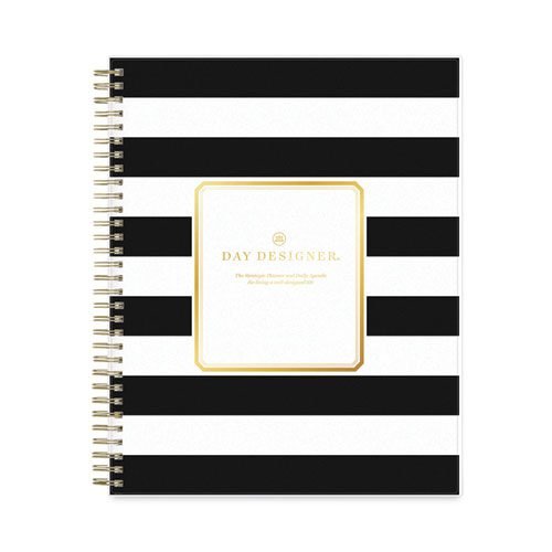 Day Designer Daily/Monthly Frosted Planner, Rugby Stripe Artwork, 10 x 8, Black/White Cover, 12-Month (July-June): 2023-2024 - Image 2