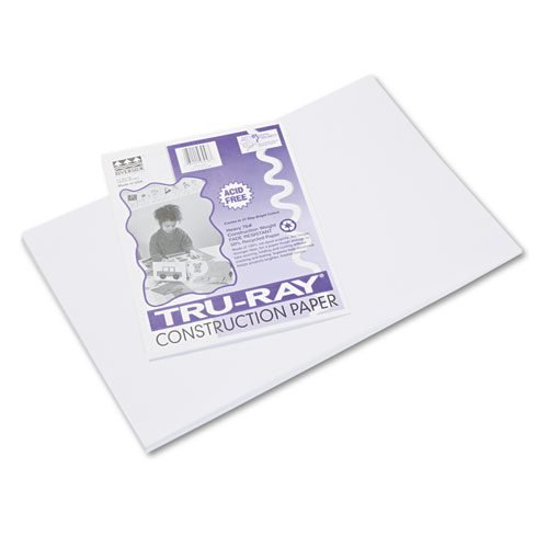 Tru-Ray Construction Paper, 76 lb Text Weight, 12 x 18, White, 50/Pack