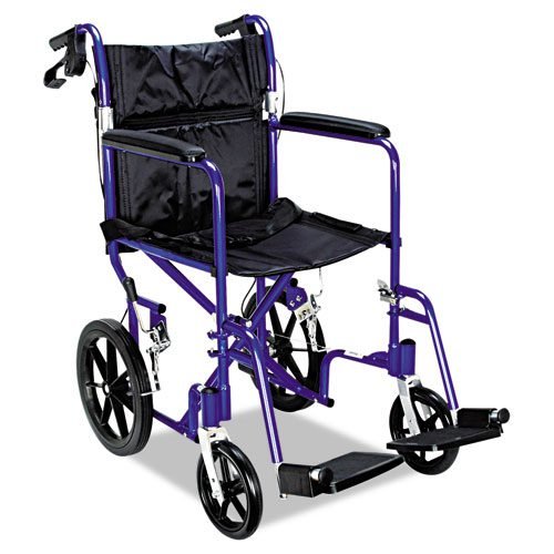 Excel Deluxe Aluminum Transport Wheelchair, 300 lb Capacity, 19 x 16 Seat