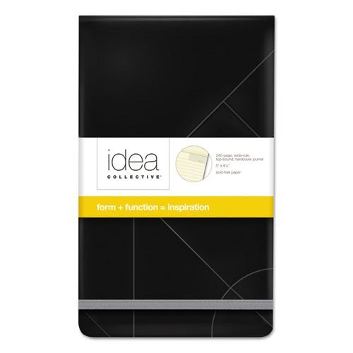 Idea Collective Journal Pad with Hard Cover, Wide/Legal Rule, Black Cover, 120 Cream 5 x 8.25 Sheets
