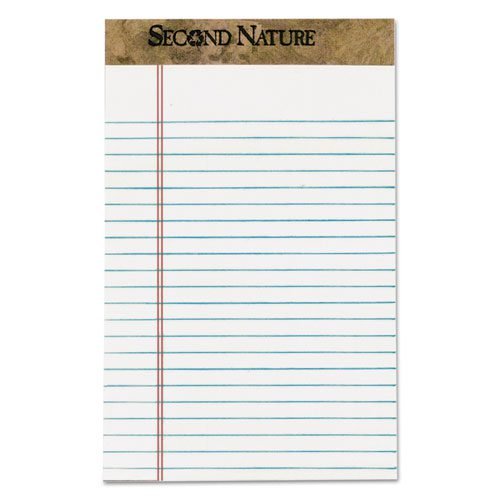 Second Nature Premium Recycled Ruled Pads, Narrow Rule, 50 White 5 x 8 Sheets, Dozen