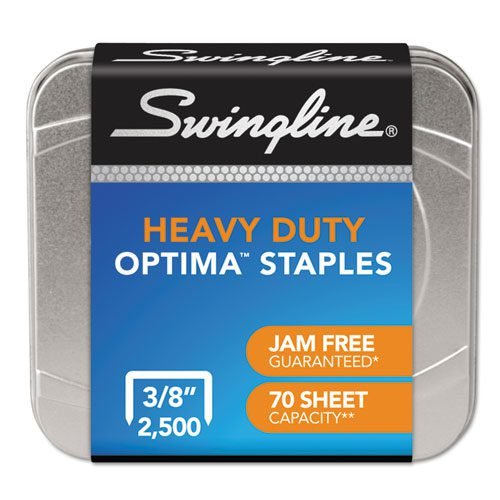 Optima High-Capacity Staples, 0.38" Leg, 0.5" Crown, Steel, 2,500/Box