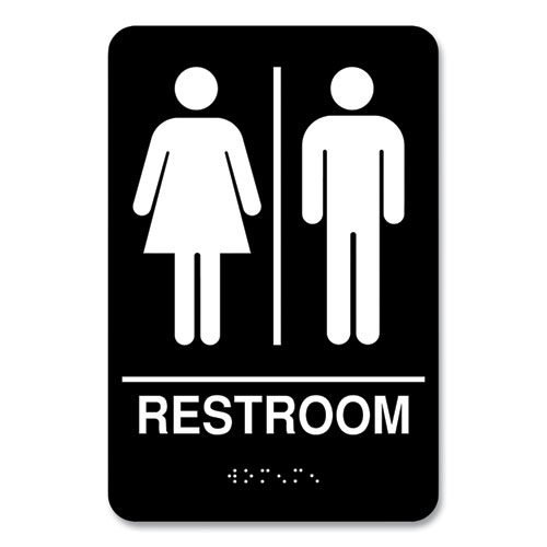 Indoor Restroom Door Sign, Unixex 5.5 x 8.5, Black/White - Image 2