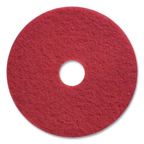 Buffing Floor Pads, 17" Diameter, Red, 5/Carton