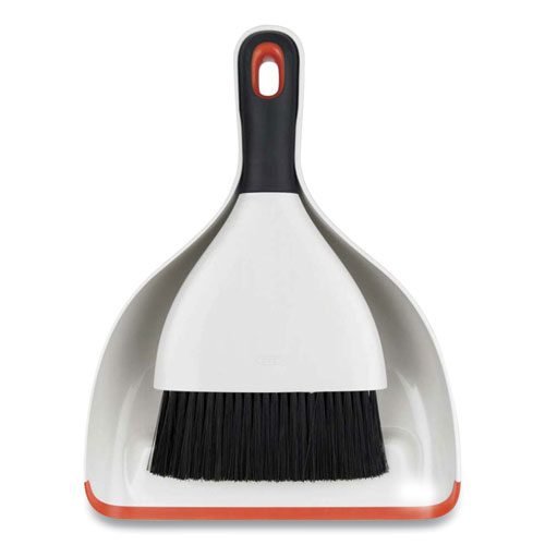 Good Grips Dust Pan and Brush, 12 x 9, 2" Handle, Plastic, White