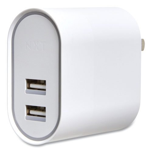 Wall Charger, Two USB-A Ports, White - Image 4