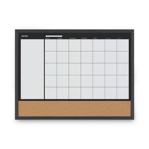 3-In-1 Combo Planner, 24.21 x 17.72, White Surface, Black MDF Frame