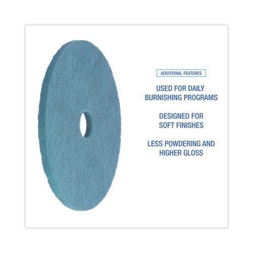 Burnishing Floor Pads, 20" Diameter, Aqua, 5/Carton - Image 4