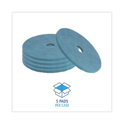Burnishing Floor Pads, 20" Diameter, Aqua, 5/Carton - Image 3
