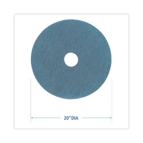 Burnishing Floor Pads, 20" Diameter, Aqua, 5/Carton - Image 2
