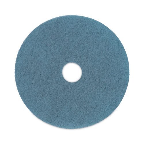 Burnishing Floor Pads, 20" Diameter, Aqua, 5/Carton